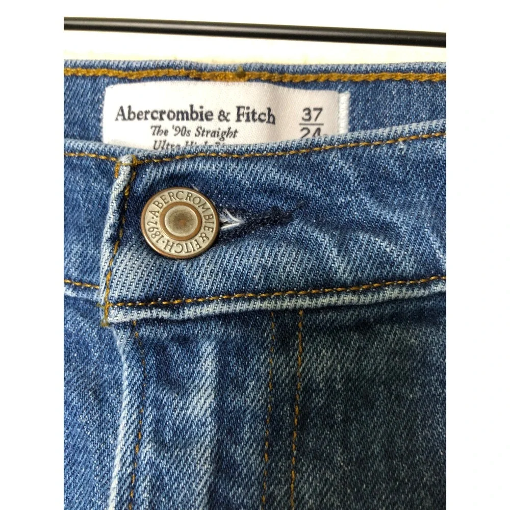 Abercrombie Fitch 90's Straight Ultra High Rise Mid Wash Denim‎ Jeans W50 L31